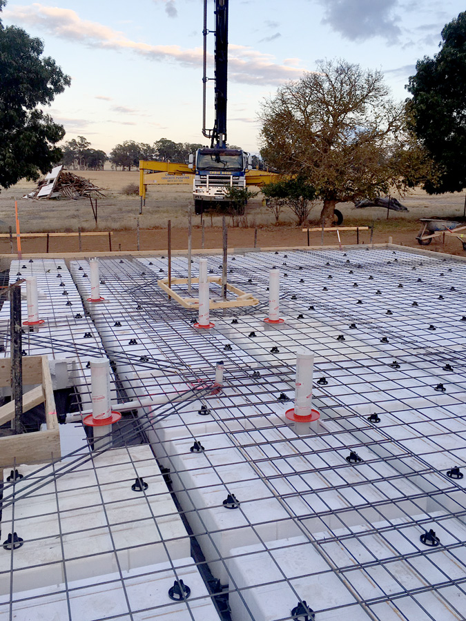 Large residential slab with waffle pods